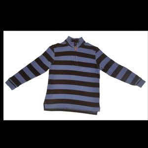 GREENDOG Boys Blue Brown Striped Long Sleeve Half Zip Sweater Size 6